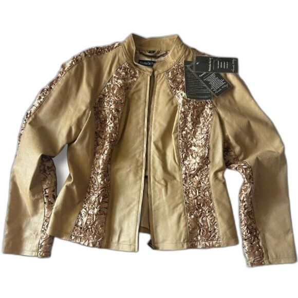 Pamela McCoy Genuine Leather Jacket – Rosette Ribbon Detail (NWT) Women M - Picture 2 of 6